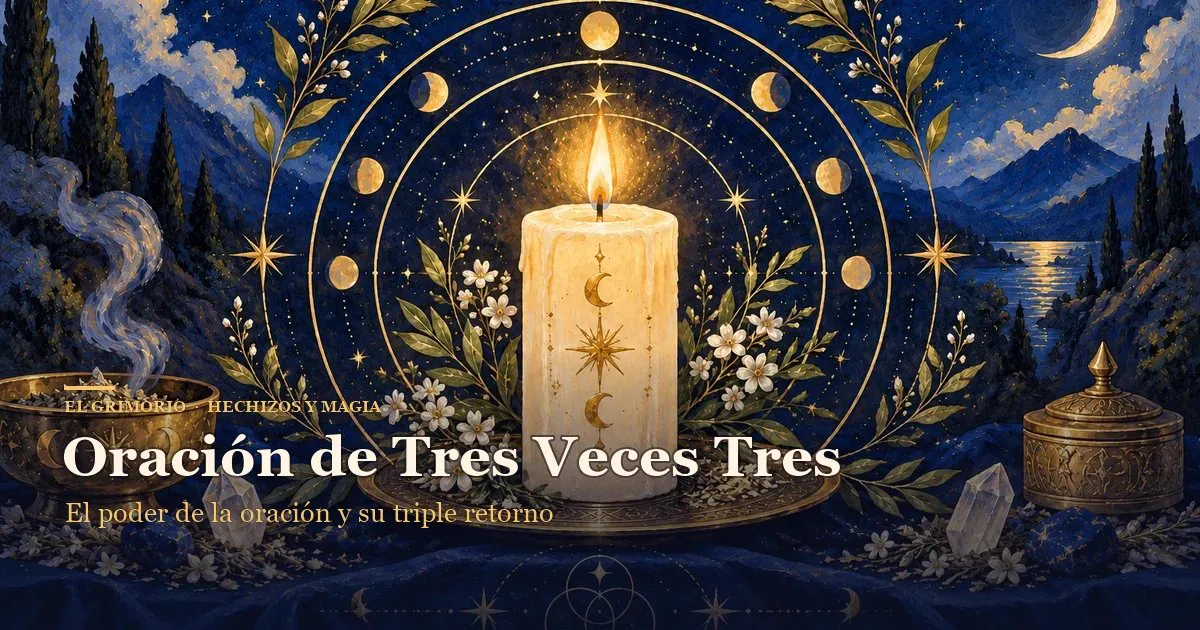 Portada de «Oración del Poder de Tres Veces Tres» · Hechizos y Magia, Yenny Astrid Londoño