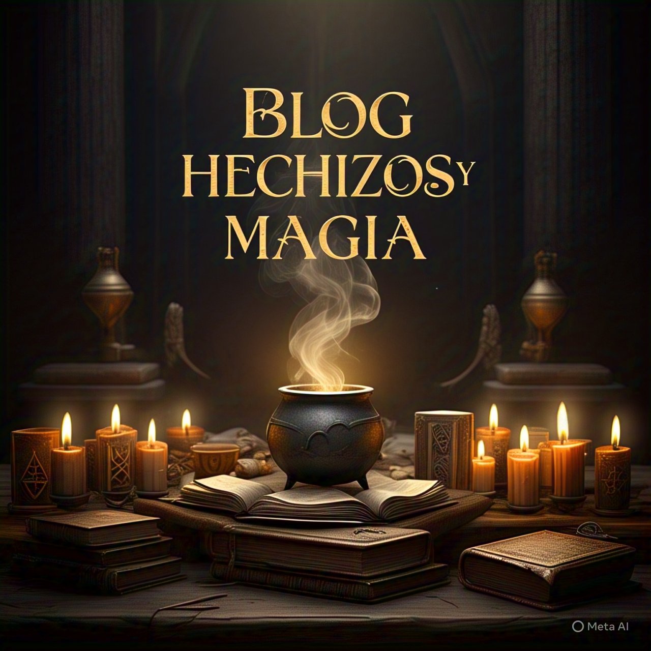 Blog Hechizos y Magia Altar místico iluminado con libros antiguos - Blog Hechizos y Magia