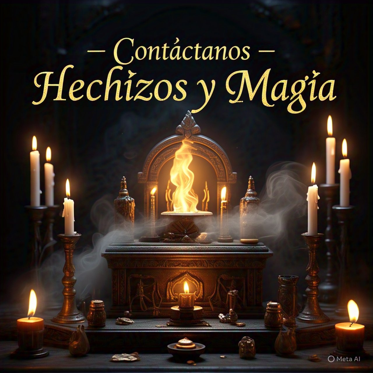 Contáctanos - Hechizos y Magia Altar místico iluminado con velas encendidas