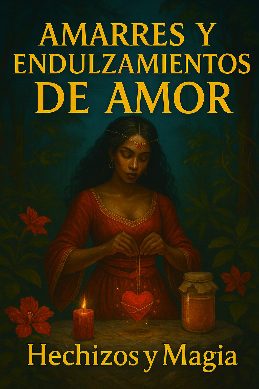 Símbolos de amor, hierbas y cristales para rituales de atracción
