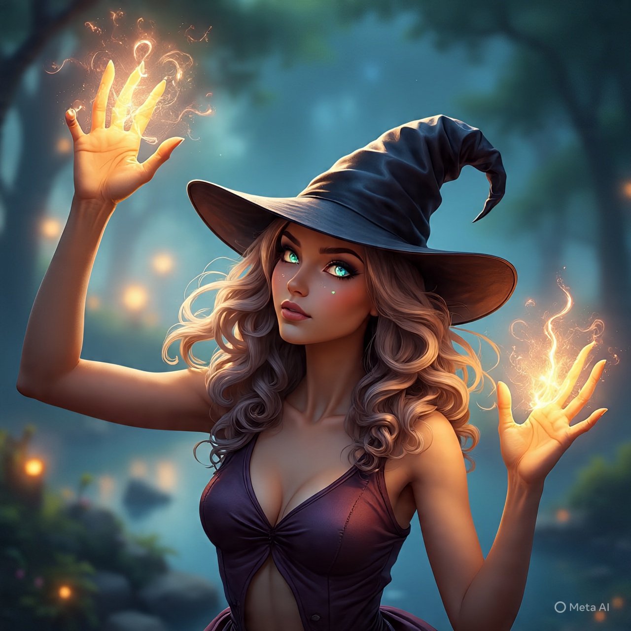 Bruja moderna usando un oráculo con elementos de magia del caos