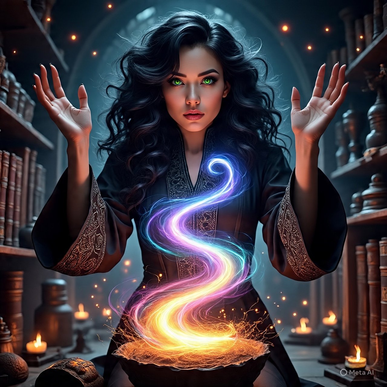 Bruja moderna practicando la magia del caos como imagen de portada