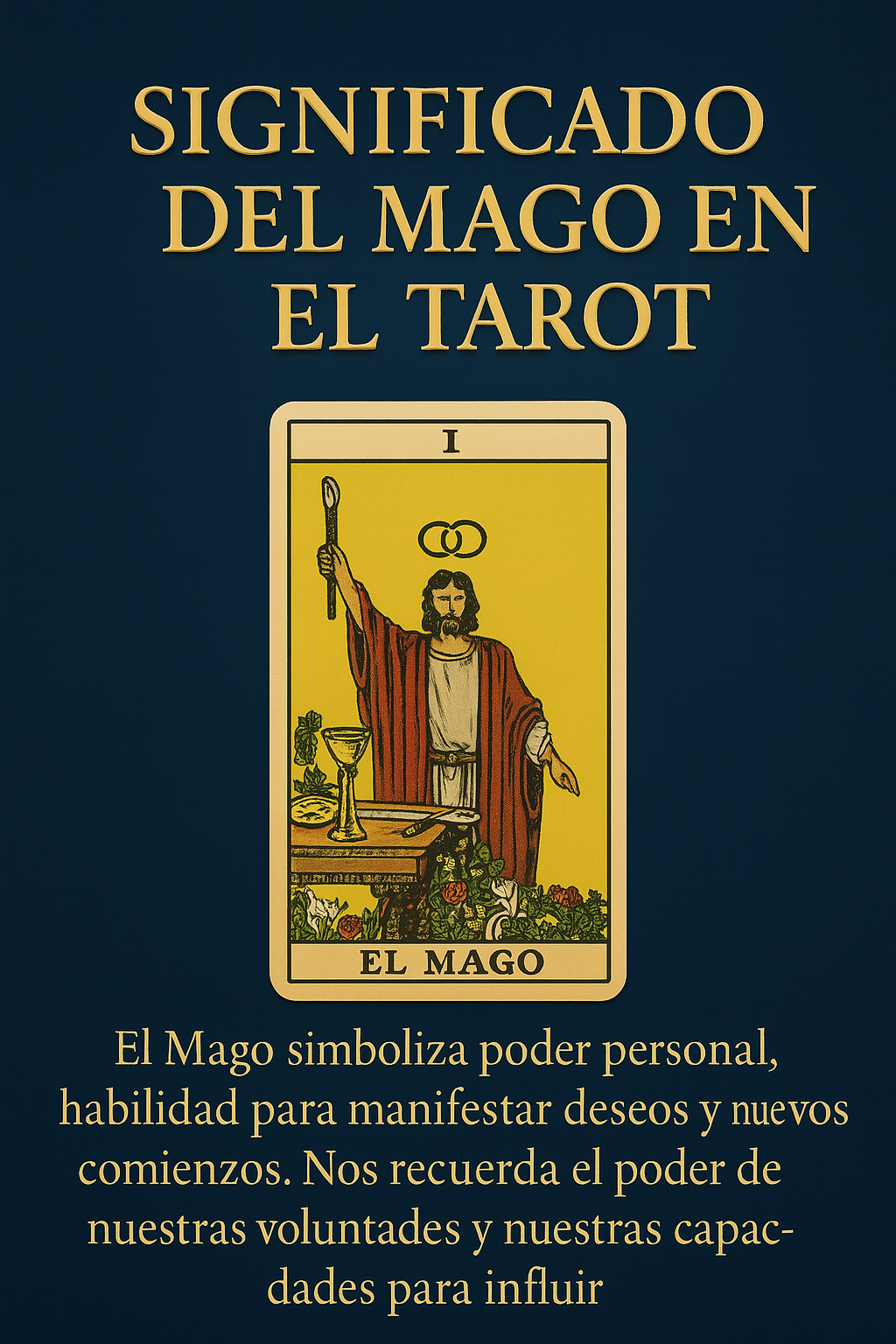 Imagen de portada artística de El Mago del Tarot, canalizando poder cósmico.