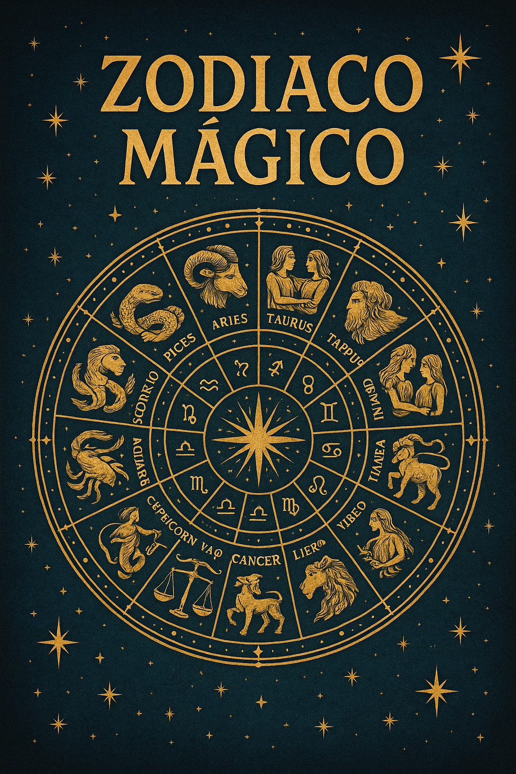 Zodiaco Mágico - Hechizos y Magia Rueda del Zodiaco Mágico sobre un fondo cósmico - Hechizos y Magia