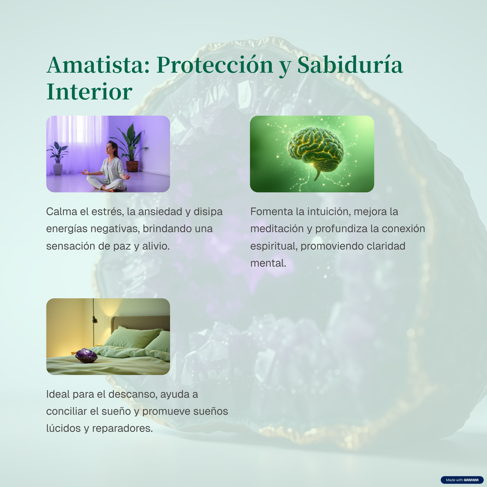 Cristal de amatista para protección y sabiduría