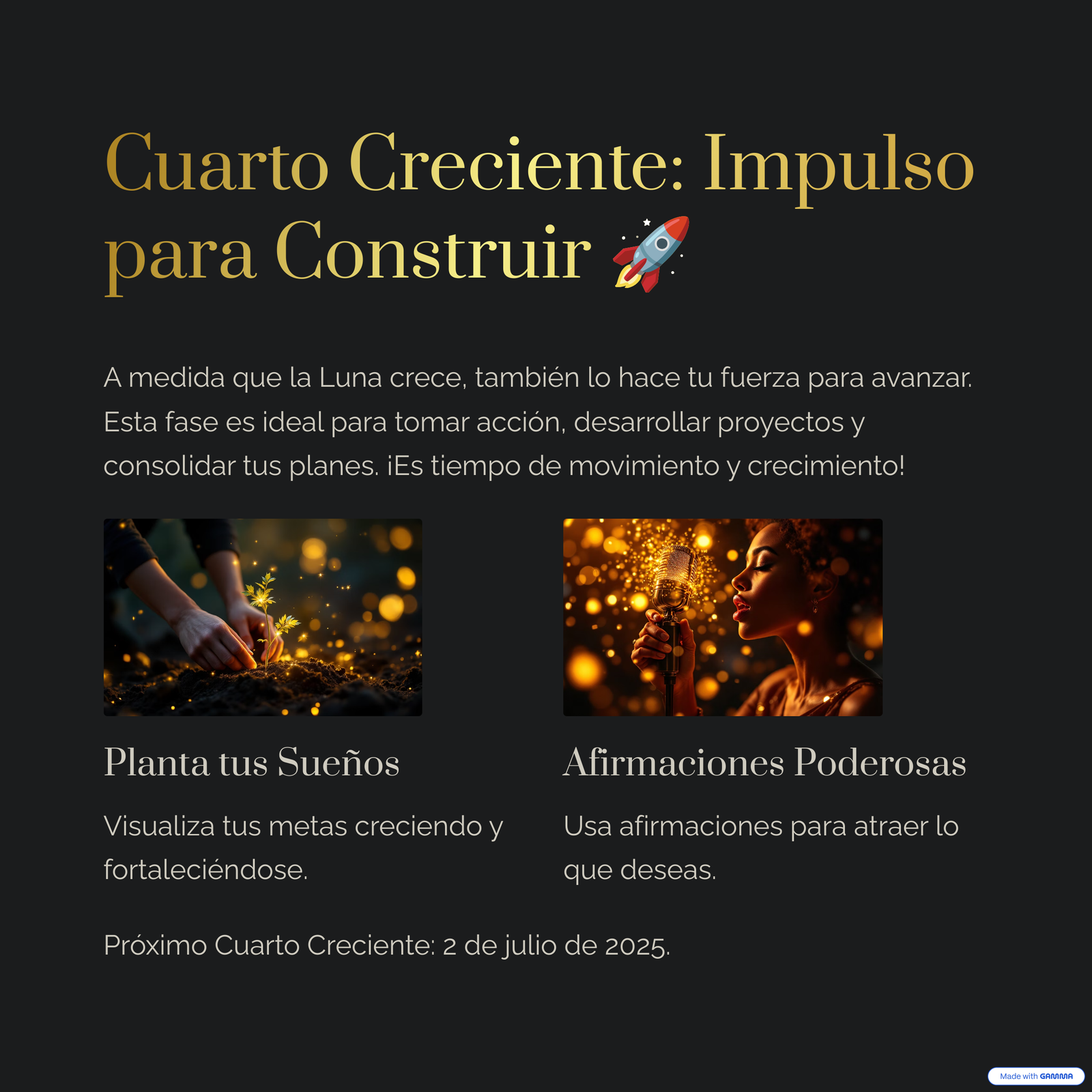 Cuarto Creciente: Impulso para Construir