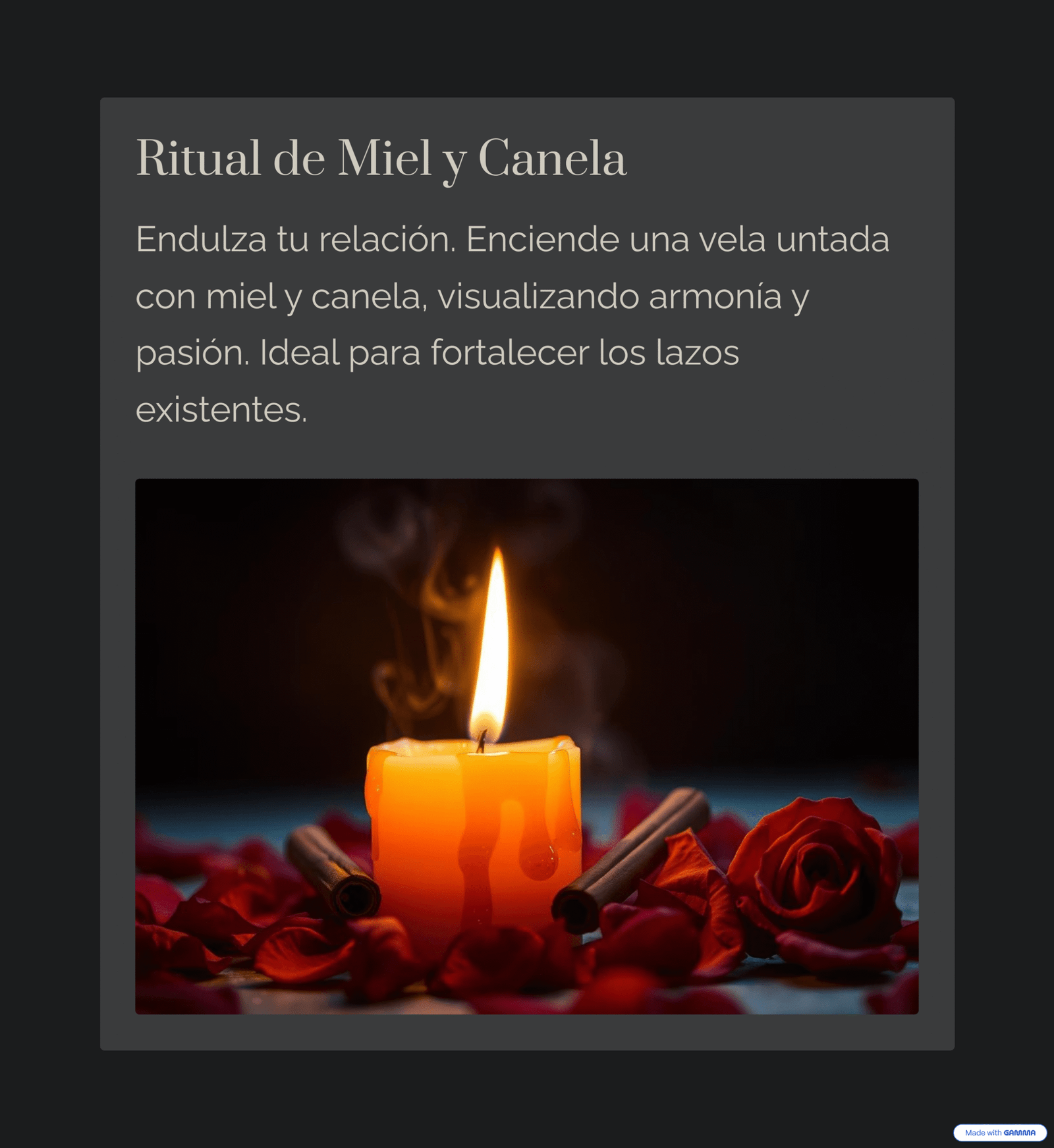 Ritual de endulzamiento con miel y canela