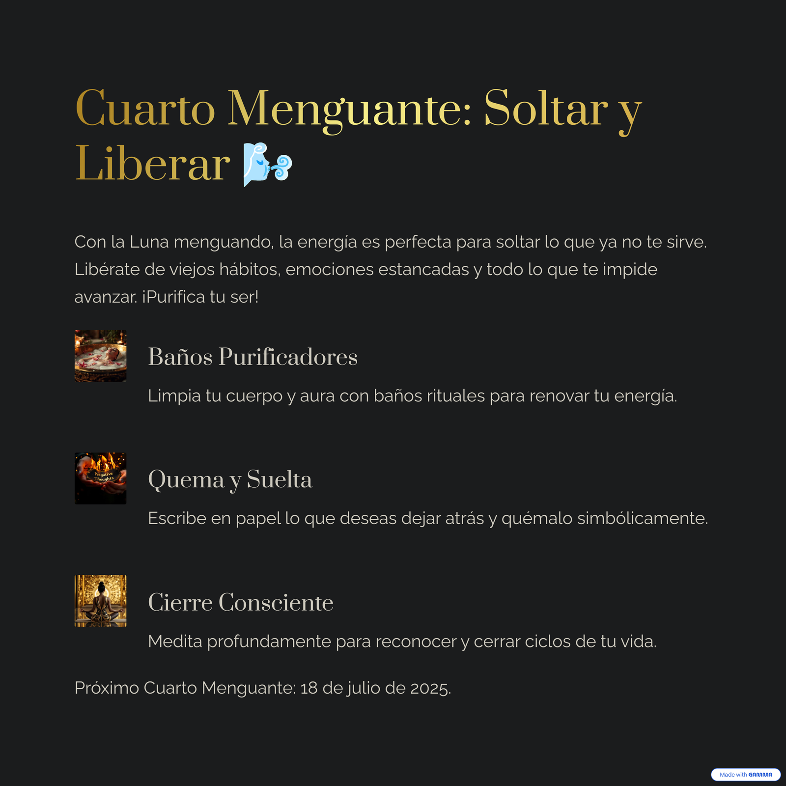 Cuarto Menguante: Soltar y Liberar