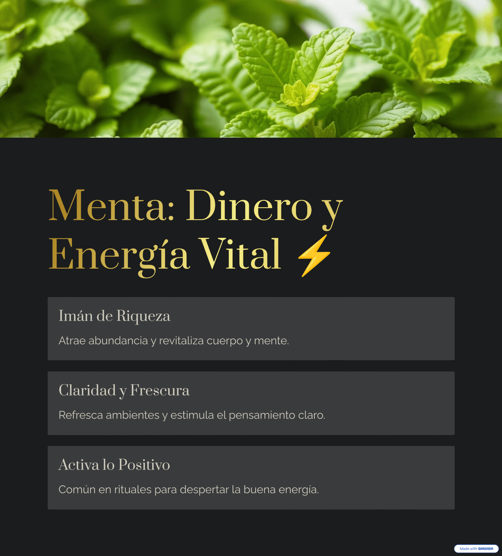 Menta para atraer dinero y energía vital