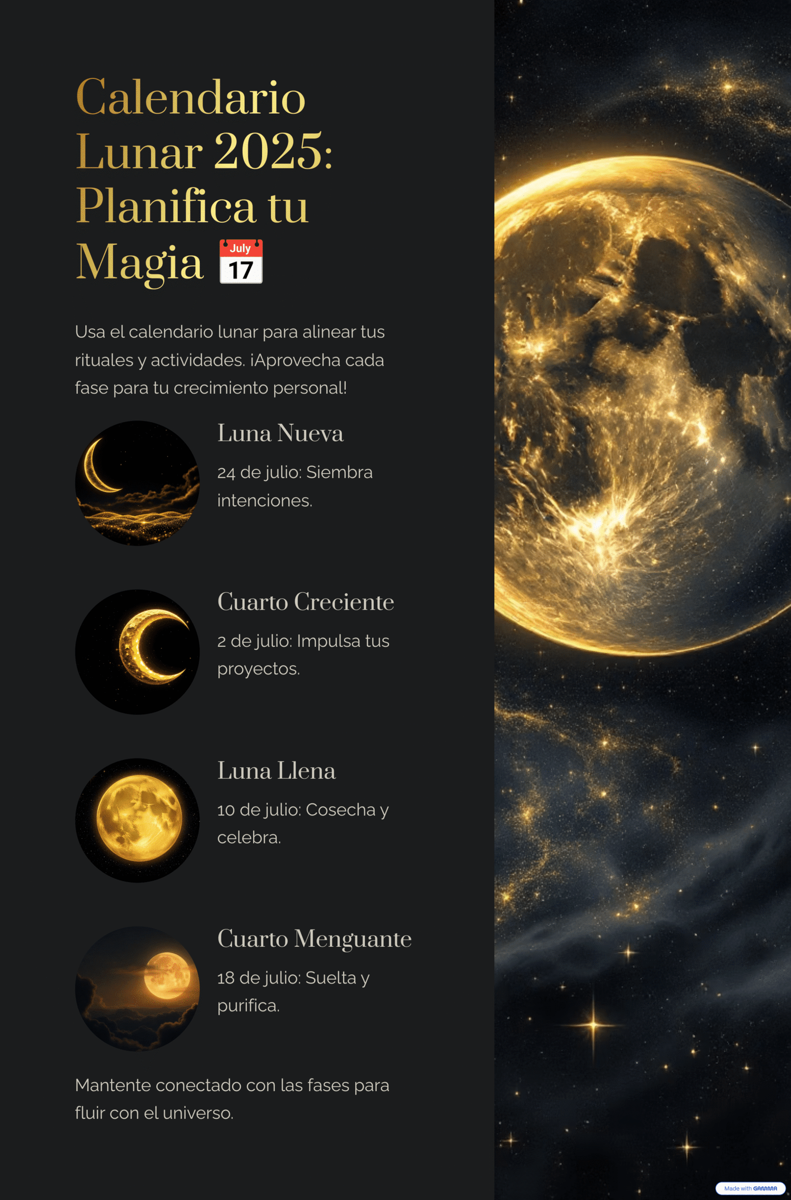 Calendario Lunar para planificar rituales mágicos