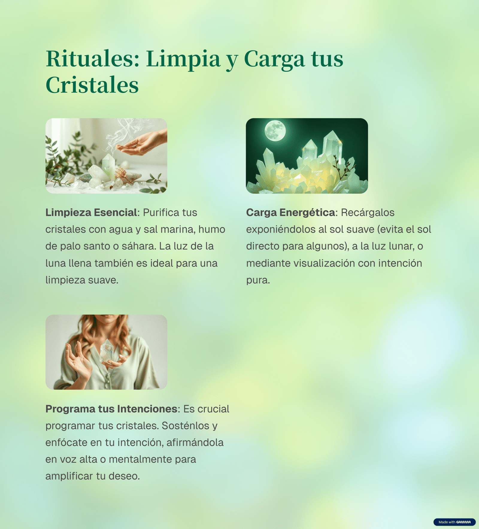 Cómo limpiar y cargar tus cristales mágicos